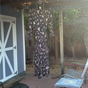 Vintage Carole Little for Saint-Tropez West Black and White Floral Dress